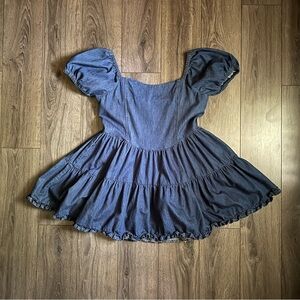 Denim dress | skater skirt mini dress jeans size L
